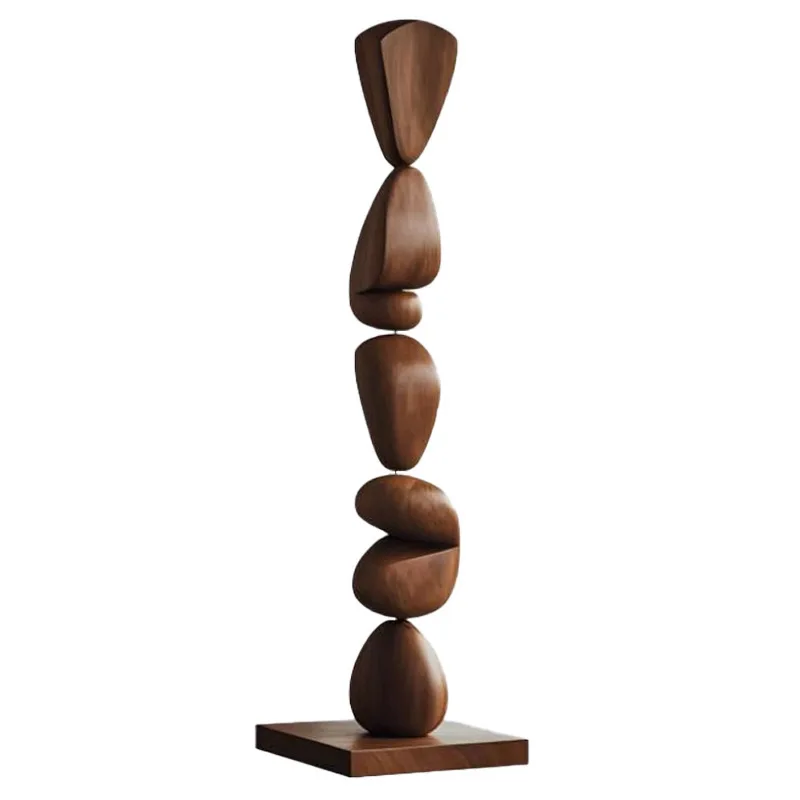Living room floor-to-ceiling ornaments, abstract solid wood sculpture decorations, wabi-sabi