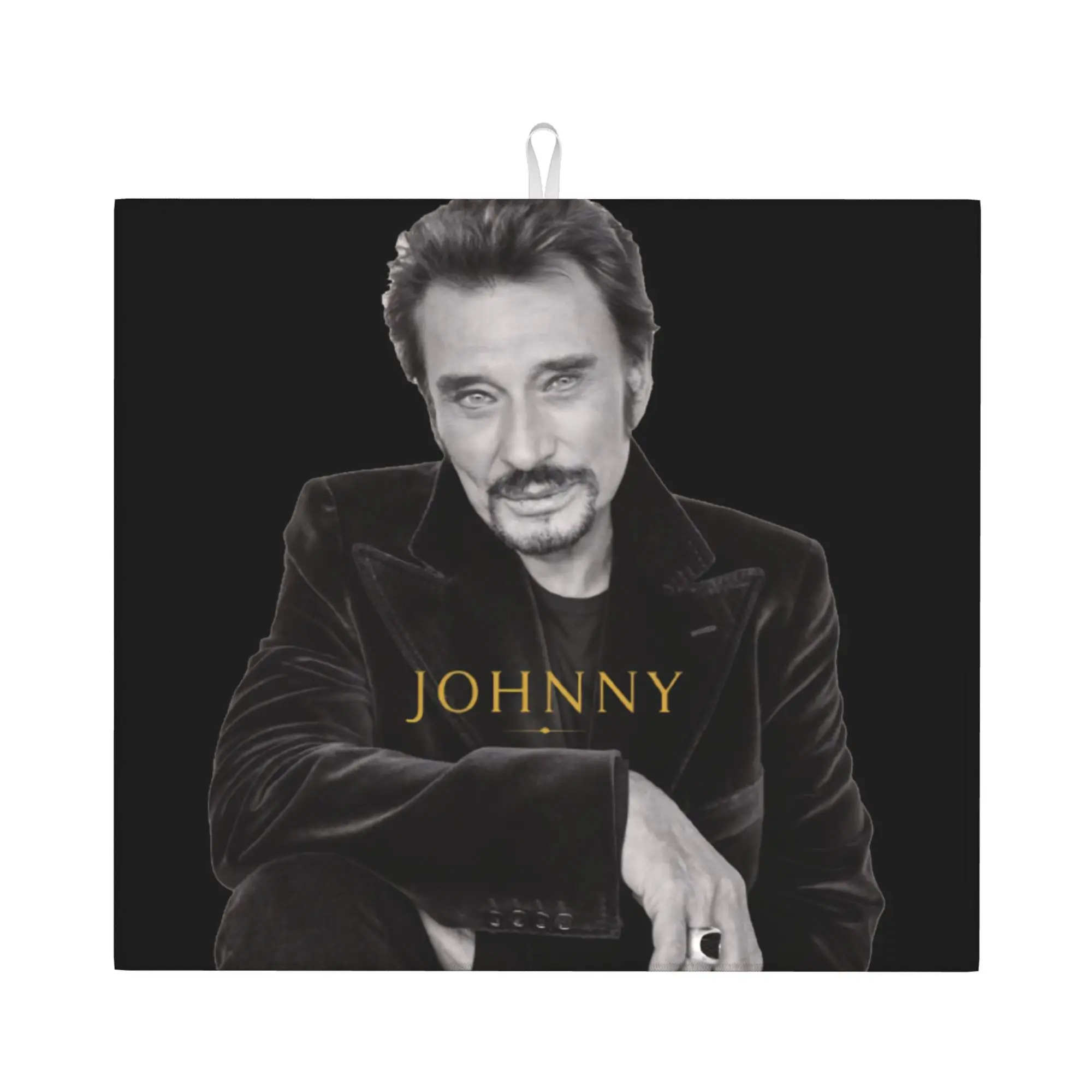 Johnny Hallyday French Rock Singer Non‑Slip Waterproof Absorbent Barware Tableware Oil Proof Reusable Drying Mat For Kitchen