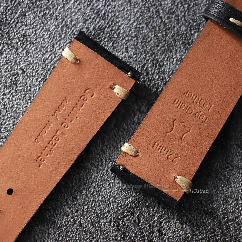 Handmade Genuine Leather Watchband 18mm 19 20mm 21 22mm Stitching Cowhide Watch Strap for Seiko for Omega Quick Release Bracelet image 6