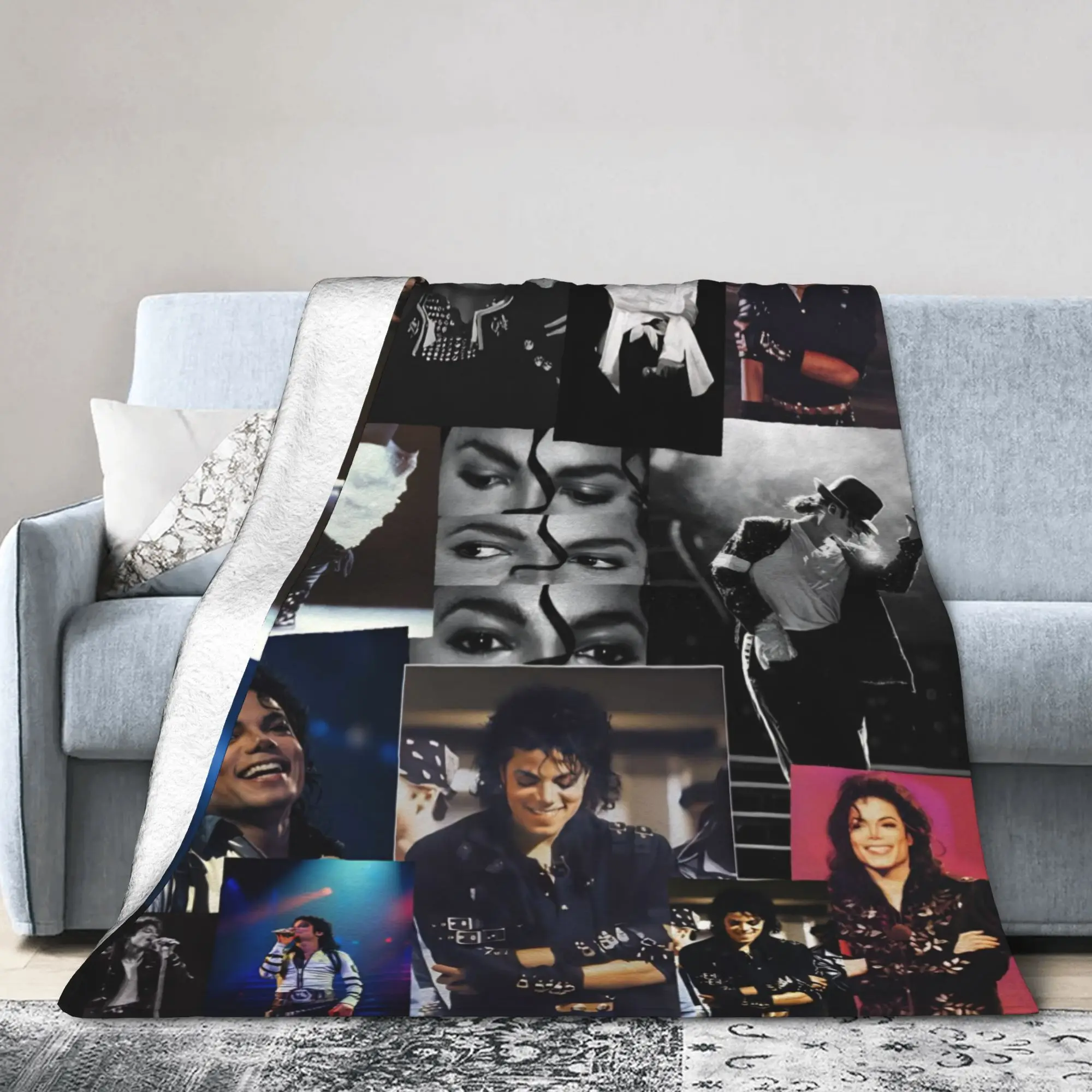 Michaels Pop King Jacksons Flannel Throw Blanket Singer Hip Hop for Bedding Knitted Blanket Gift Super Soft Multifunction Throws