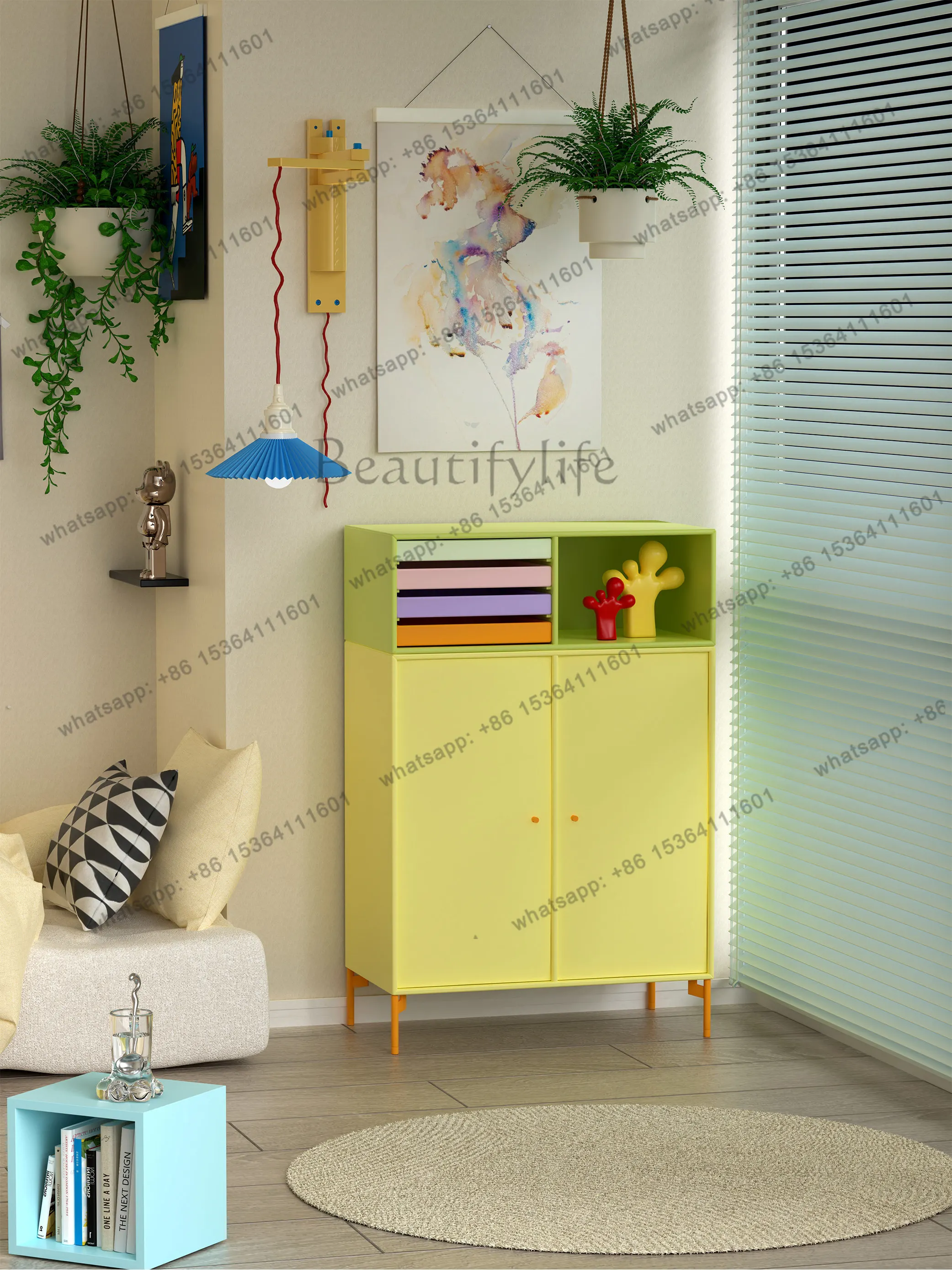 Sideboard, Nordic style color storage cabinet, bedroom living room, multi-level storage dopamine