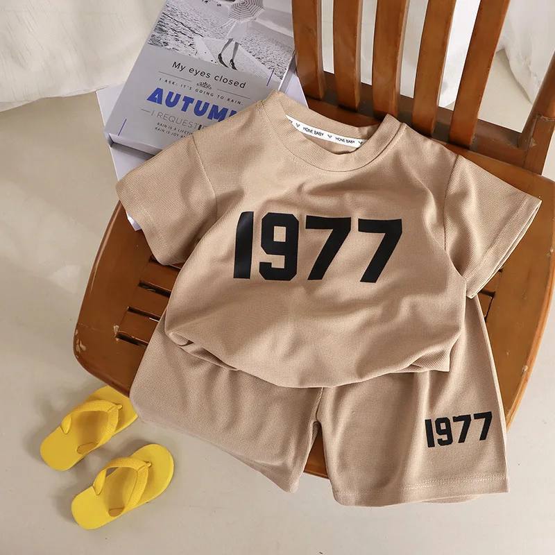 Kids Short Sleeve Suits Summer Clothing Boys Trendy Sports Casual Round Neck Tops+Short 2 Piece/Set New Baby Tracksuits