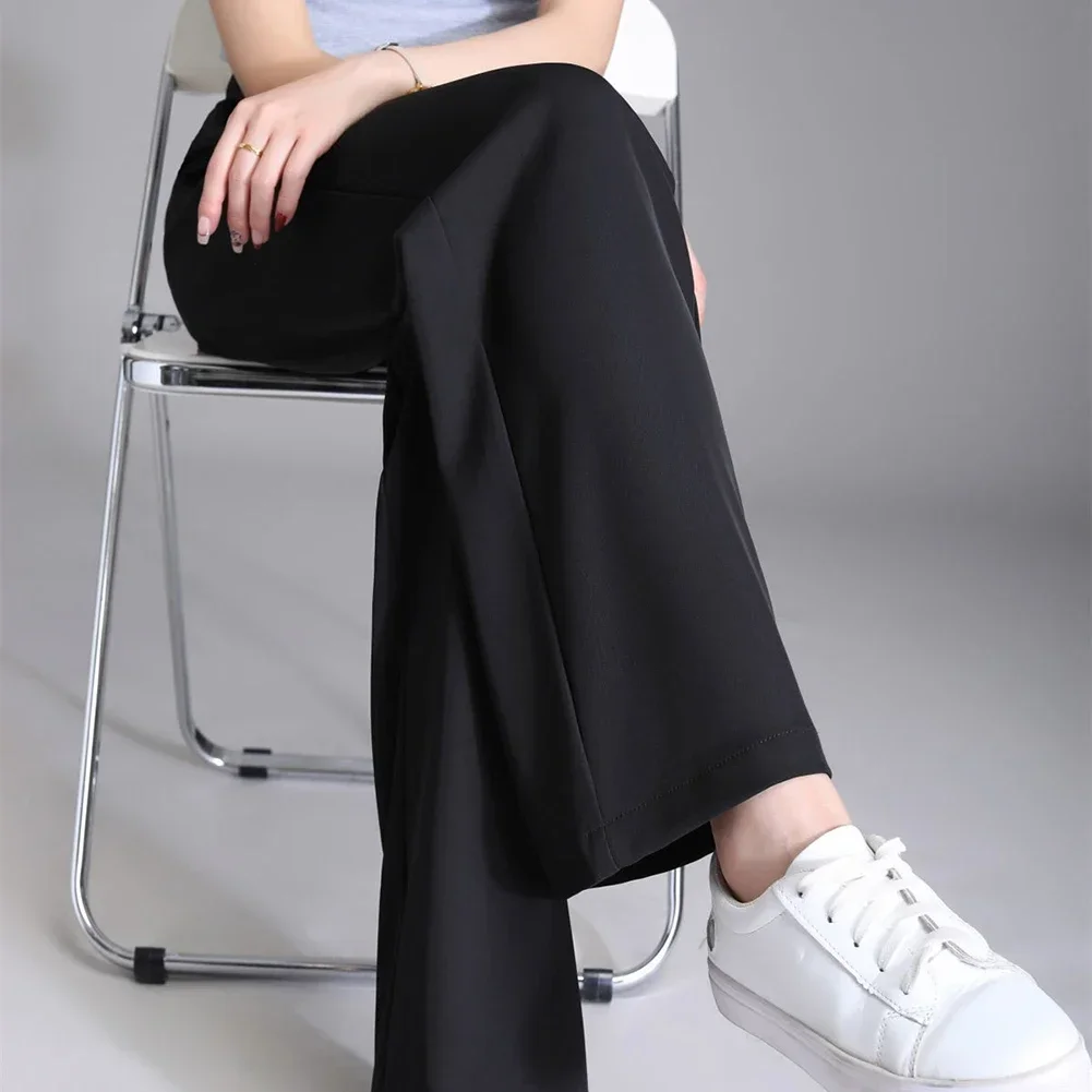 

Black Gray Khaki Casual Length Pants for Women Loose Office Pants High Waist Straight Trousers with Solid Color