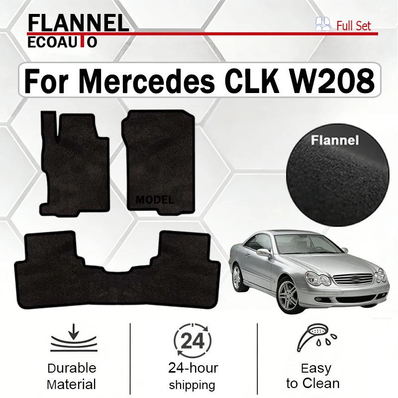 

ECOAUTO Velour mats front for Mercedes CLK W208 Coupe (1997 1998 1999 2000-2003) -Black