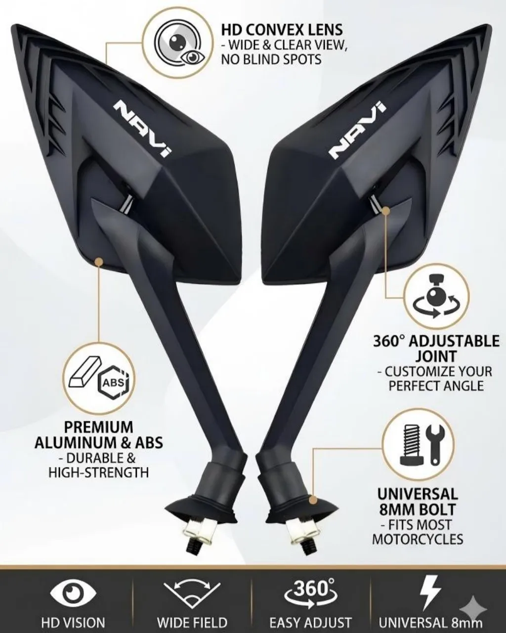 New Motorcycle side-view mirror For HONDA DREAMWING Navi 110 Navi 2015 2016 High Quality Fashionable style Motorcycle Mirrors