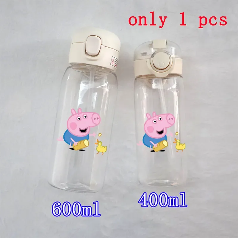 Peppa خنزير زجاجات بقشة أكواب 600 \ 400 مللي شرب جورج خنزير الأطفال شفافة المحمولة مكافحة قطرة زجاجة ماء مادة الكمبيوتر