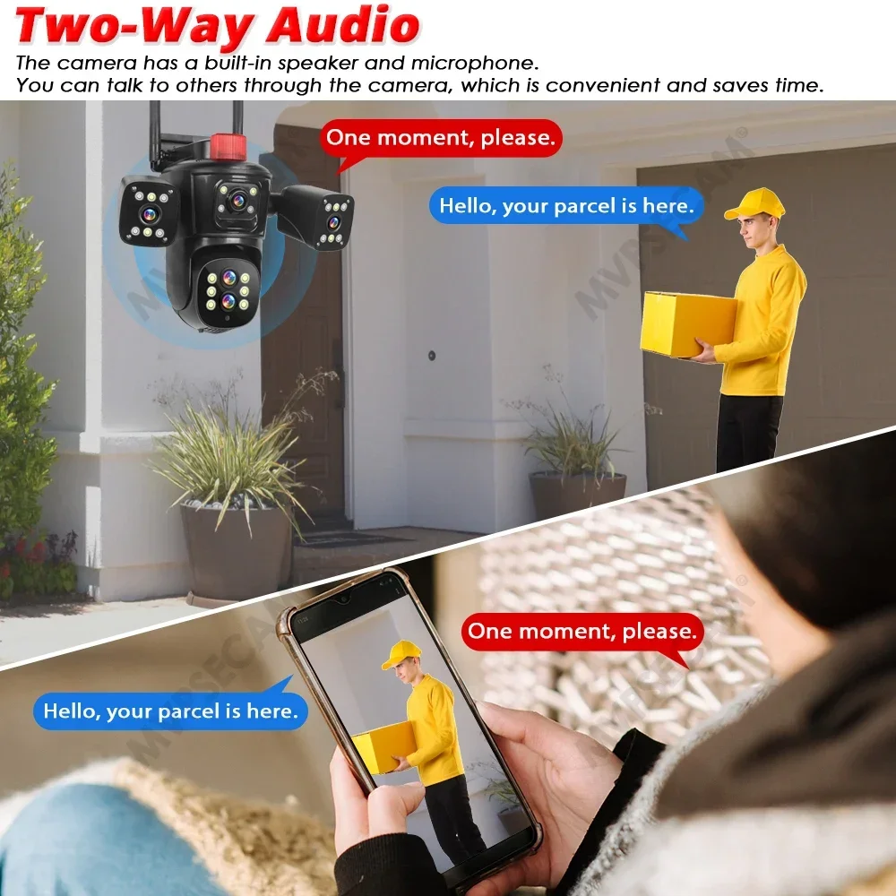 10K 20mp Outdoor Wireless Wifi Security Camera 10X Zoom Auto Tracking 8K PTZ 5 Lens 4 Screens IP CCTV Cam Waterproof