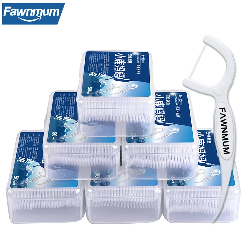 300pcs Fawnmum Dental Floss Flosser Picks Toothpicks Teeth Stick Tooth Cleaning Interdental Brush Dental Floss Pick Oral Care