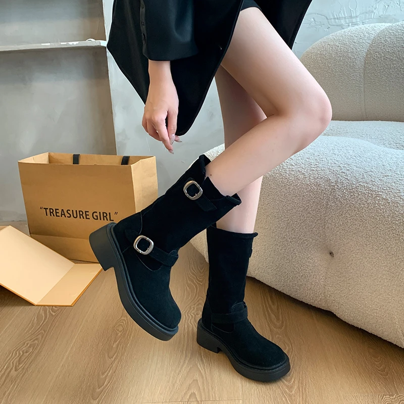 Women Ankle Boots Flats Platform Dress Shoes 2024 New Chelsea Boots Winter Women Walking Casual Shoes Fashion Chaussures Femme