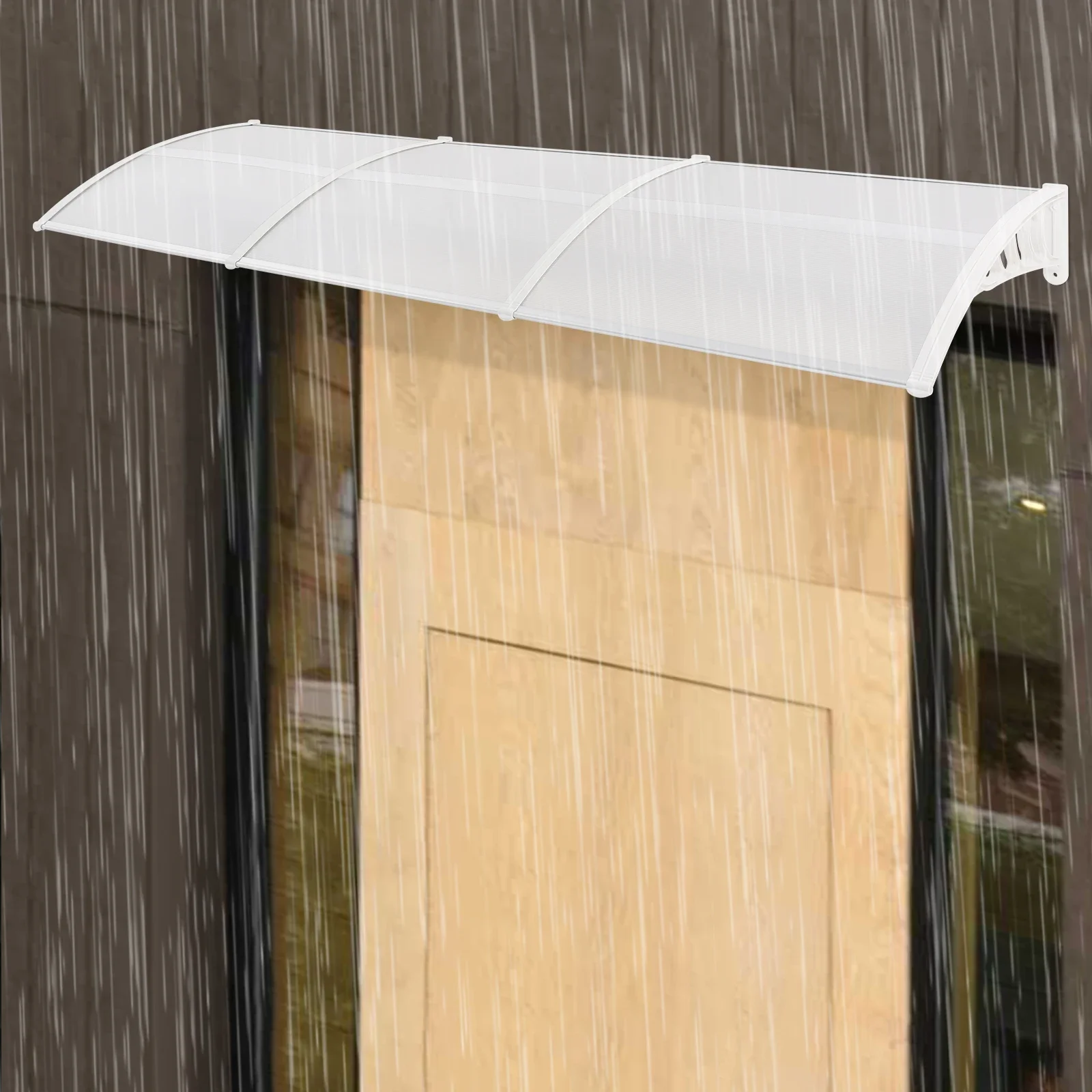 Bogenförmiges Vordach 90x300cm Wandmontiertes Rechteckiges Türvordach mit Schräger Oberfläche Fenstermarkise Minimalistische Balkonabdeckung – Detail 5