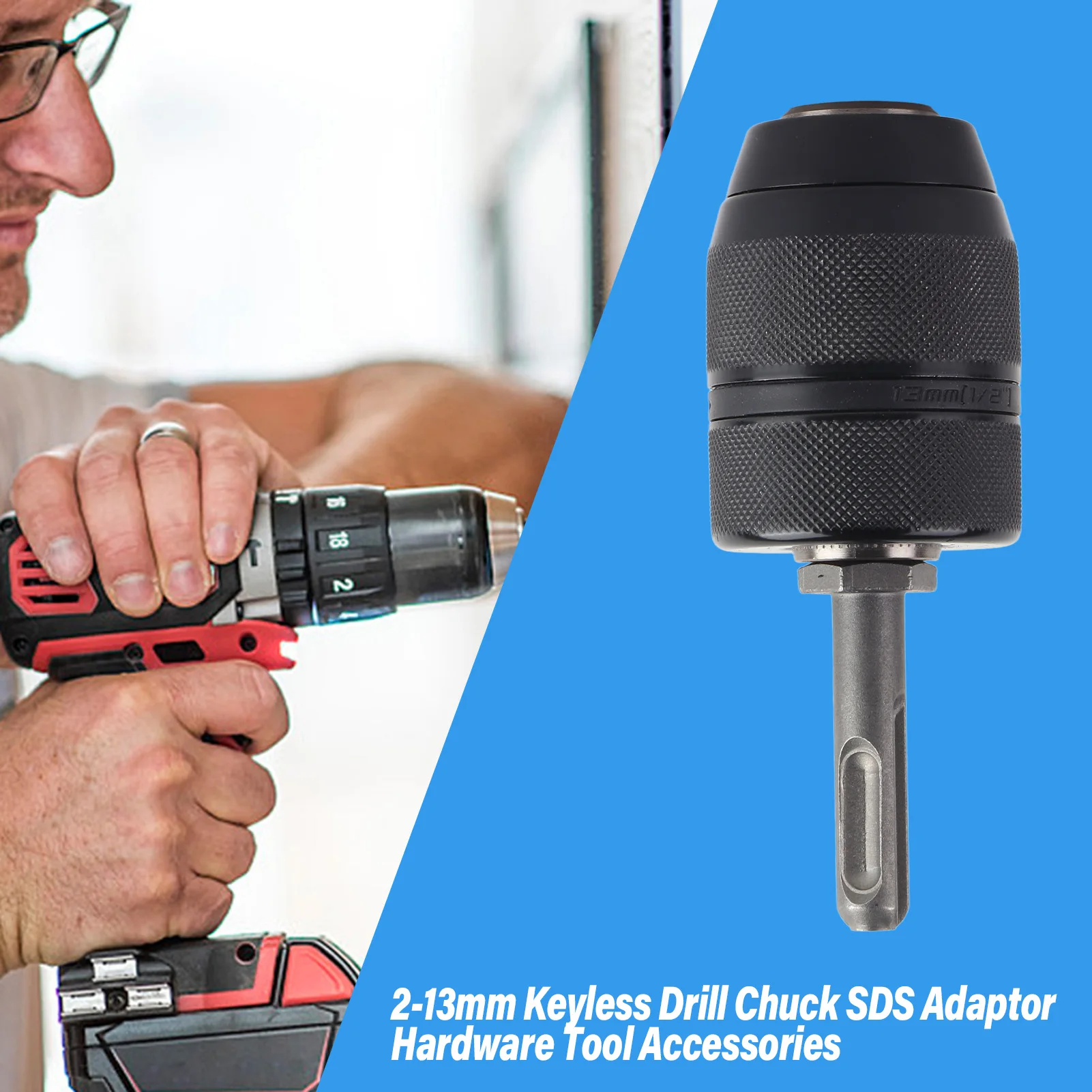 

Бесключевой сверлильный патрон Бесключевой патрон SDS емкостью 2-13 мм Металлический бесключевой токарный станок Конвертер сверлильного патрона с адаптером SDS Аксессуары