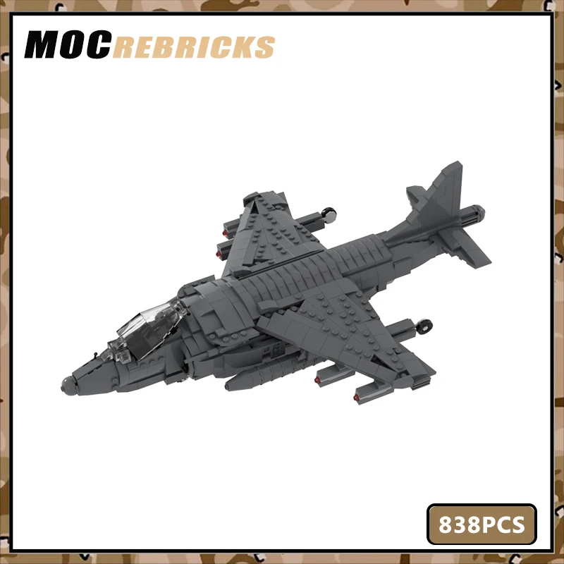 

Military Weapons Series Harrier Fighter AV-8B MOC Building Block Loadable Role Air Force Aircraft Assembly Model Bricks Kid Gift