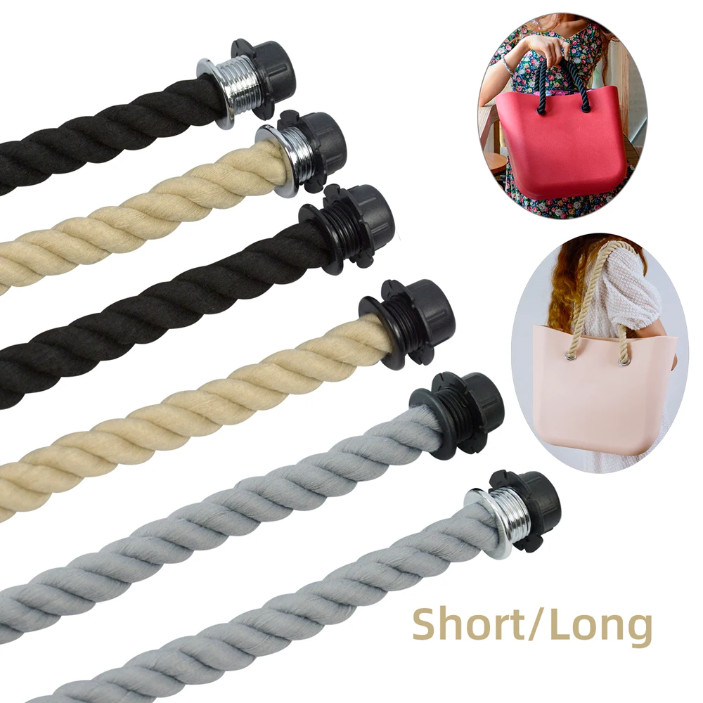 New Tanqu 1 Pair Long Short Black Natural Hemp Rope Handle for O Bag Accesorios Obag Women Handbags Classic Mini EVA Handbags