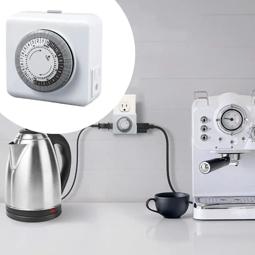 24-Hour Cycle Mechanical Timer 30-Minute Intervals 15A 1250W Outlet Timer Overload Protection High-power US Plug Timer