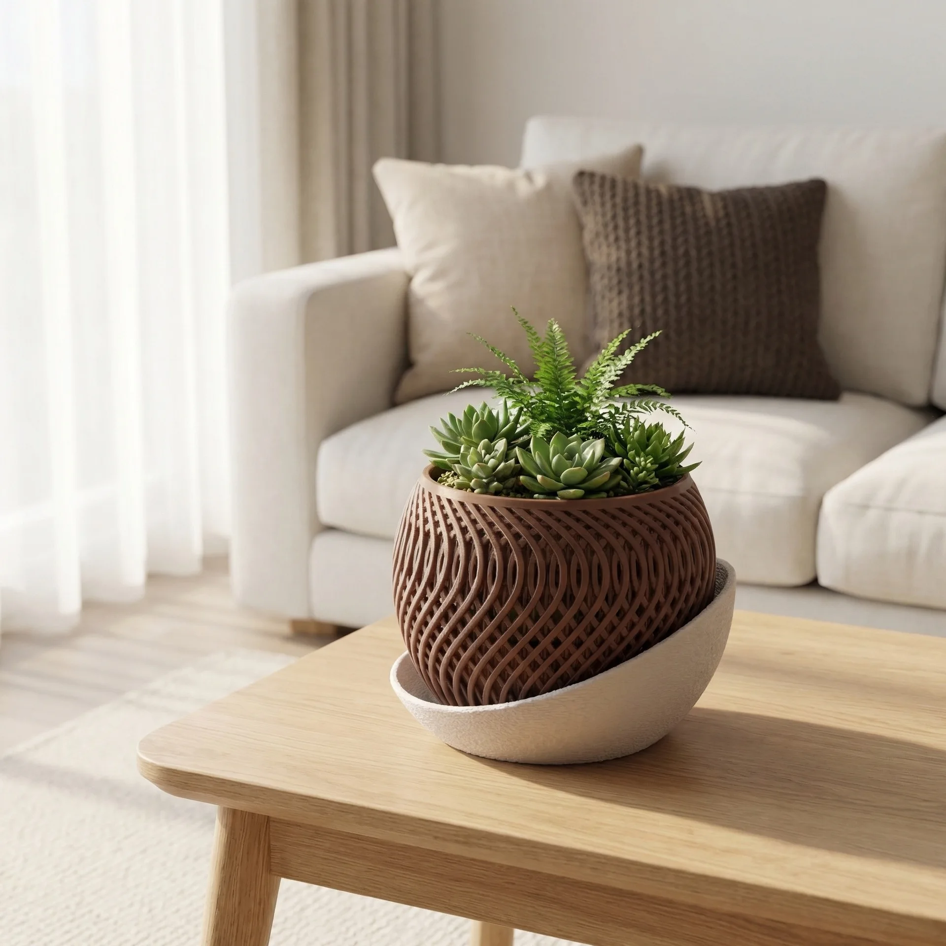 Pot de fleurs moderne minimaliste imprimé en 3D, jardinière polygonale pour succulentes et orchidées, décoration artistique élégante pour balcon et maison
