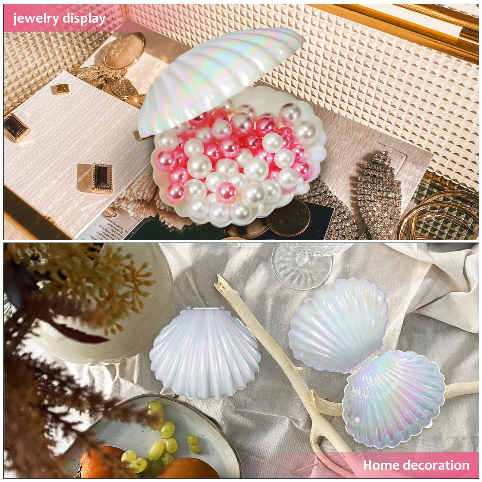 

15pcs Simulation Shell Storage Case Creative Home Adornment Trinket Box For Jewelry Organizer Seashells Ornament Photography