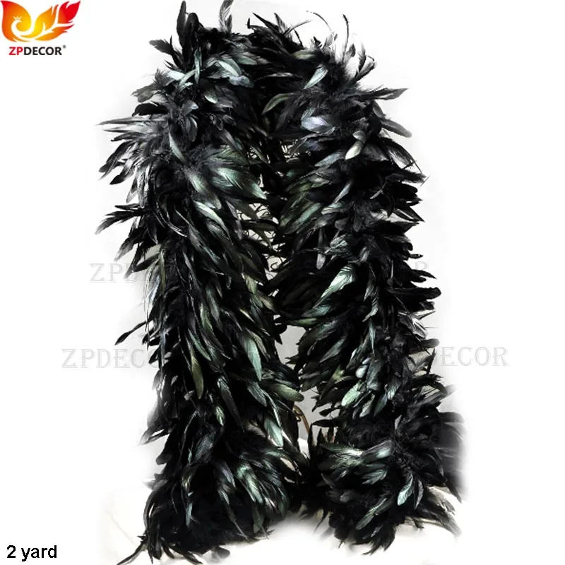 

ZPDECOR Black And Natural Color Coque Feather Boas 15-20 cm Length 2 Yard Use Fashion Show Design