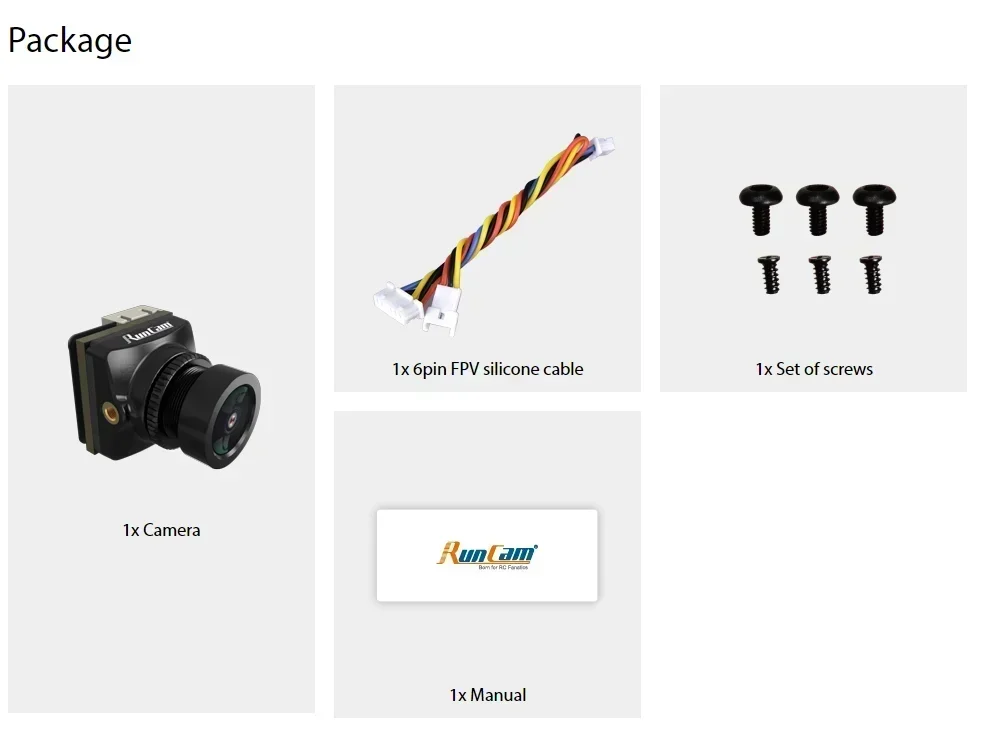 RunCam Phoenix 2 SP 카메라 – DC 5-36V |   4:3/16:9 화면비율 |   7.5g 19x19x21mm |   FPV 레이싱 드론/쿼드용 야경