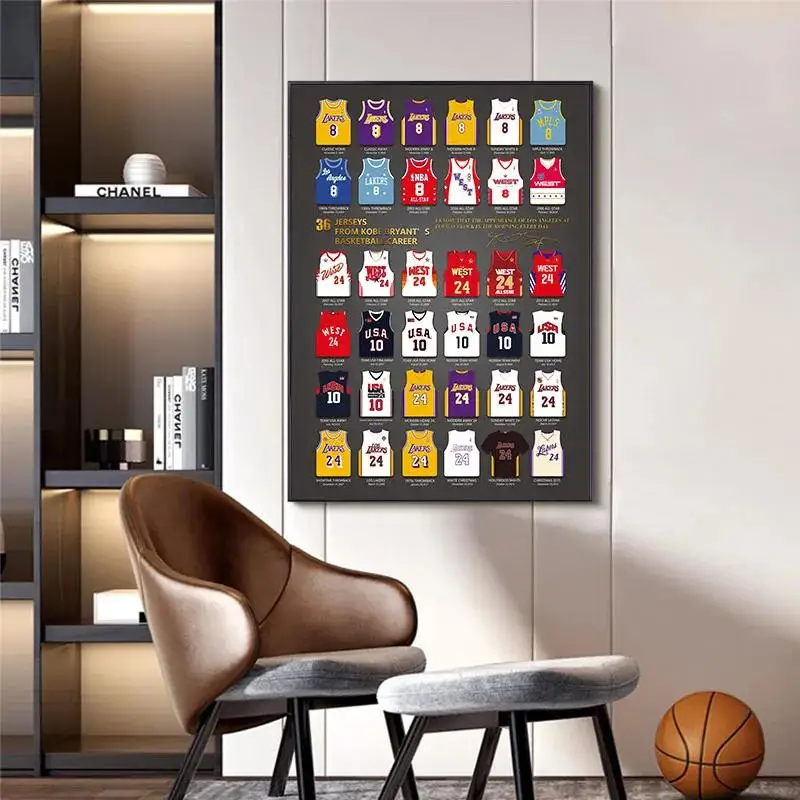 Kobe Bryant-camisetas profesionales, póster impreso en lienzo, arte de baloncesto moderno para decoración de pared de habitación de niños, decoración del hogar, elegante y a la moda