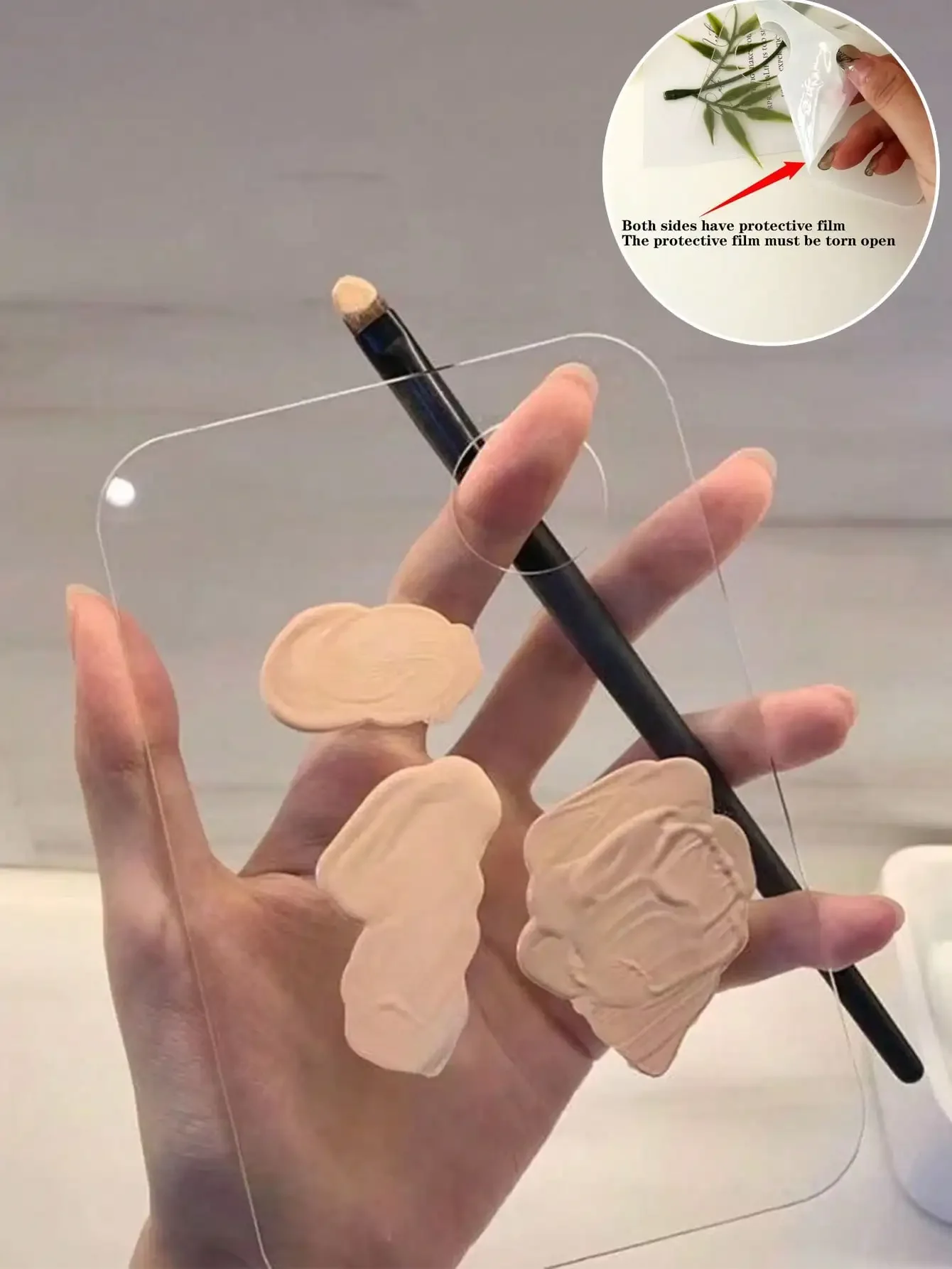 

1pc Transparent Makeup Mixing Palette, Minimalist Clear Acrylic Makeup Mixing Tray, Hygienic Reusable Makeup Palette For Foundat