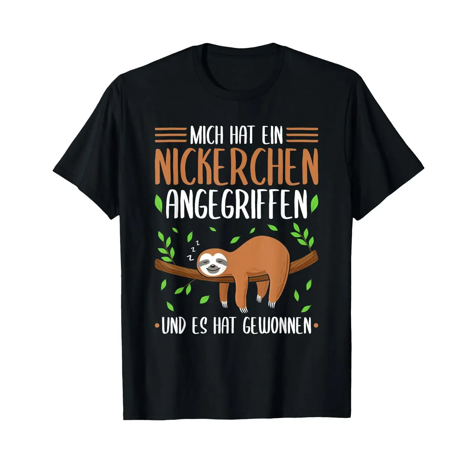 Sloth Mich Hat Ein Naperchen Angriffen Pyjama T-Shirt schwarz Vintage gewaschenes Grafikdesign Herren Vielseitiges lässiges Streetwear