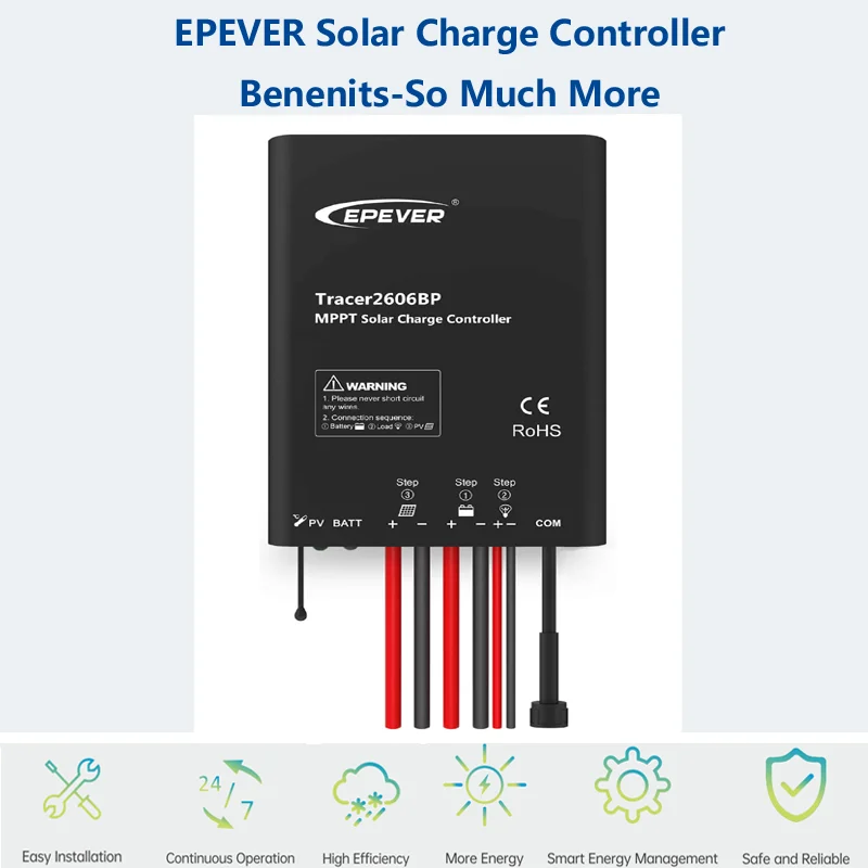 EPEVER مقاوم للماء MPPT الشمسية المسؤول تحكم 10A Tracer2606BP 12V24V صالح الرصاص الحمضية وبطارية ليثيوم شاحن للطاقة الشمسية