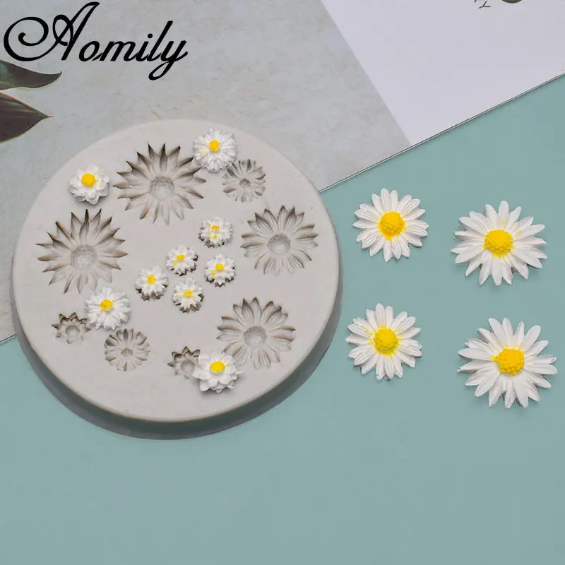 Aomily Sugarcraft Daisy słonecznik silikonowe formy kremówka ciasto narzędzie dekoracyjne foremka do czekolady DIY pieczenia urządzenie do wyrobu