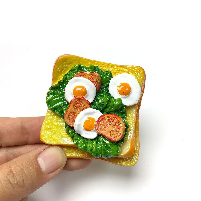 

Personalized Creative Simulation Bread Slices Fried Egg Luncheon Meat Magnetic Fridge Magnets Vegetable Crafts Home Decorations