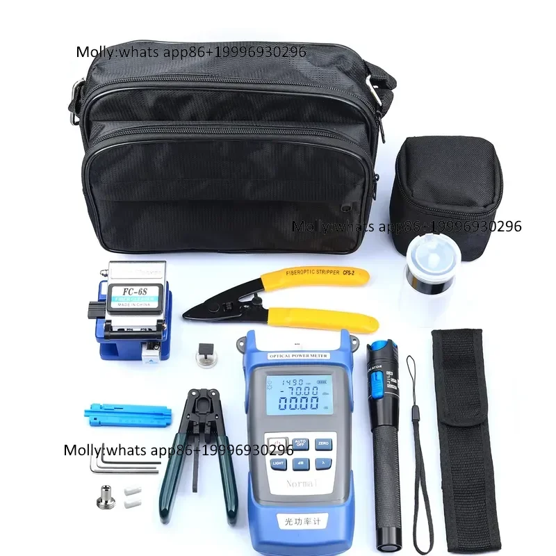 FTTH FC-6S Fiber Cleaver Optical Power Meter Visual Fault Locator 5mw Wire Stripper Fiber Optic Cable Tester Tool Kit Set