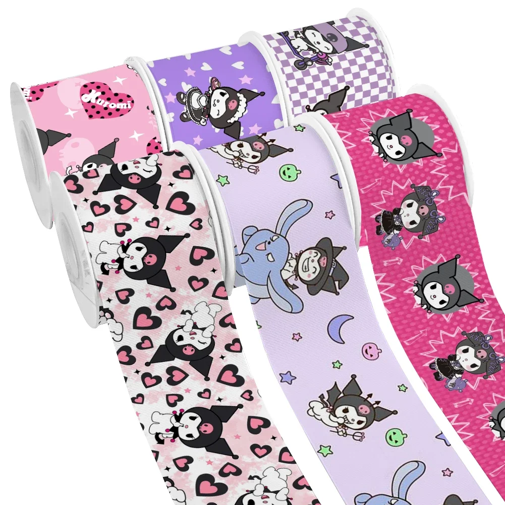 50 Yards Japanese Sanrio Character Cartoon Kitty Melody Design Printed Grosgrain Satin Ribbon for Gift Wrapping Hair Bow