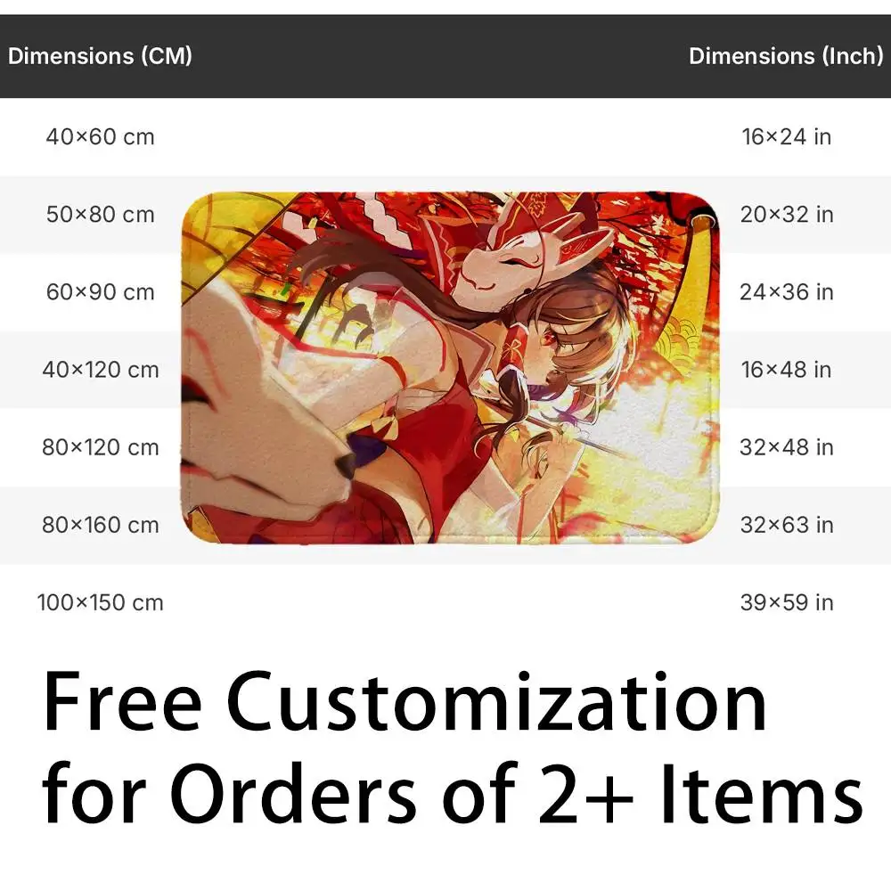 Game Touhou R-Reimu H-Hakurei Short Plush Bathroom Door Mat, Hallway Decor Rug, Home Entry Welcome Floor Mat 4