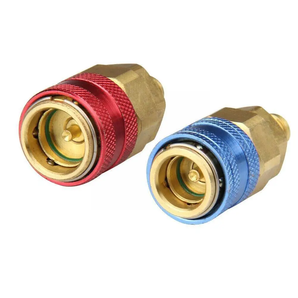 R134A Low High Auto Car Quick Coupler Connector Brass Car Adjustable Conditioning AC Gauge Air Adapters Refrigerant Manifol K7Q2