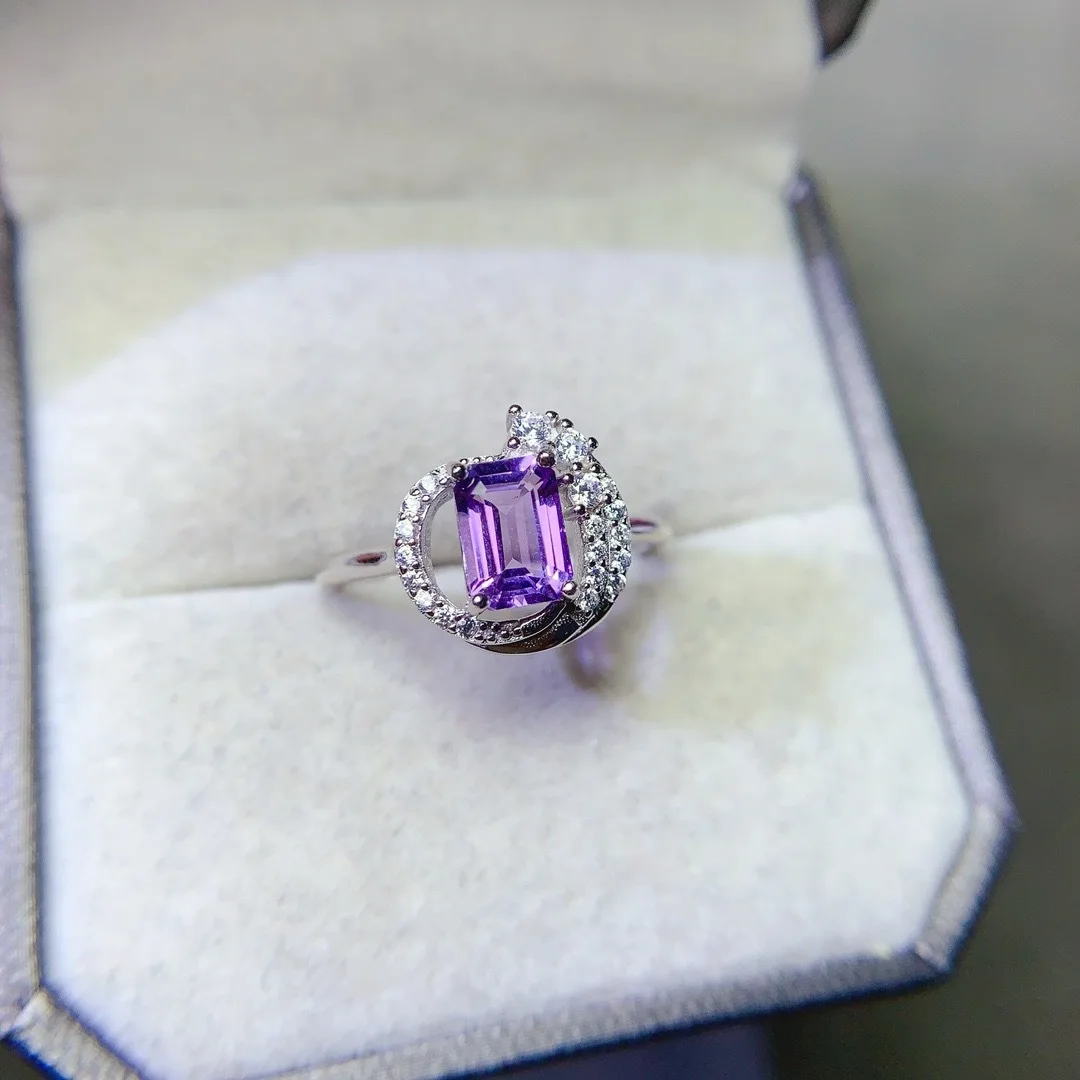 

Stunning Celestial Amethyst Ring S925 Silver A Dazzling Luxurious Designer Gift for Her Embodying Modern Elegance