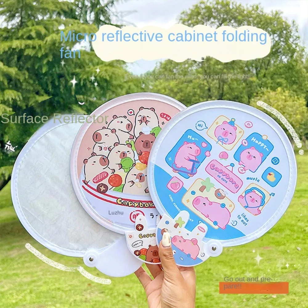 Foldable Cartoon Selfie Reflector Portable Lightweight Cartoon Reflector Folding Fan Dual Use Little