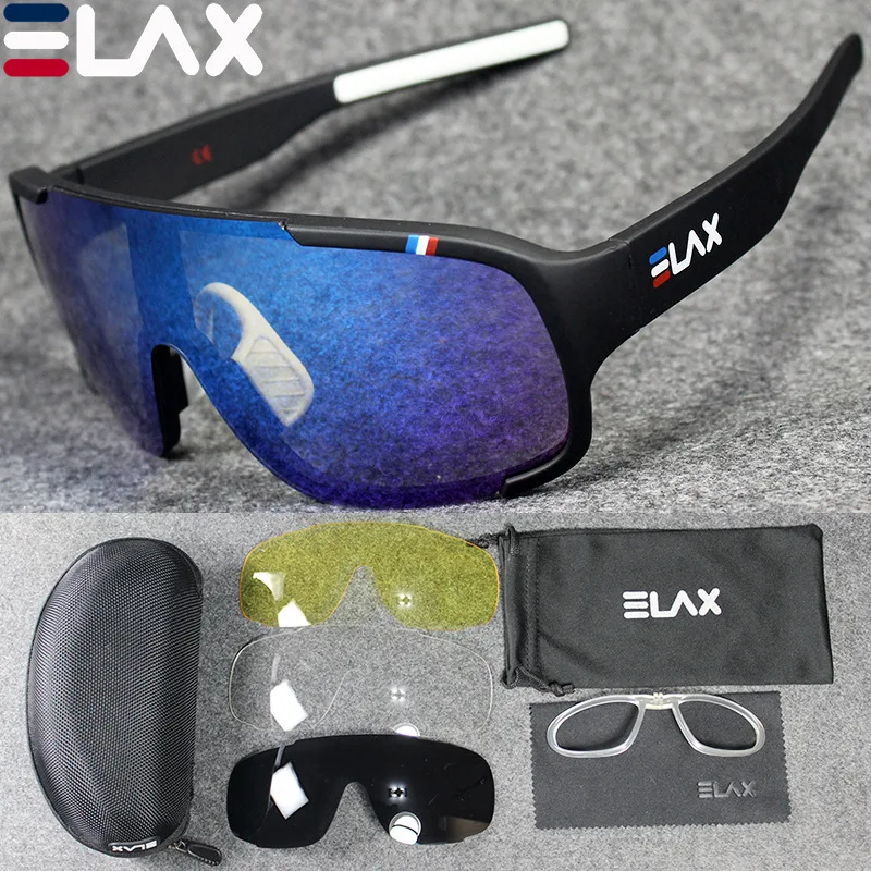 Elax Fashion Cycling Glasses 4 Lens Set Fully Coated Outdoor Sports Glasses Goggles against Wind and Sand Glasses