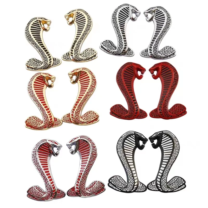 New Car Stickers 3D Metal Cobra Logo Badge Emblem For Cobra Shelby GT500 GT350 Decoration Car Accessories 3D Metal Accessories