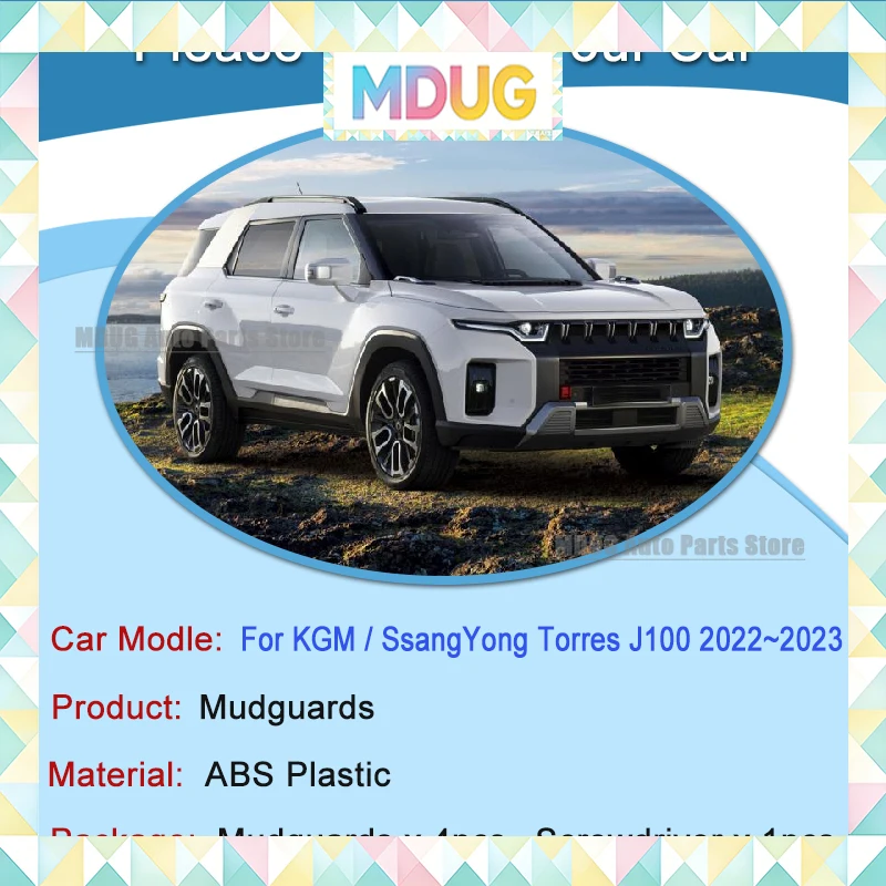 MDUG guardabarros contra salpicaduras 4 Uds para KGM SsangYong Torres J100 2022 2023 aletas guardabarros de rueda delantera trasera accesorios