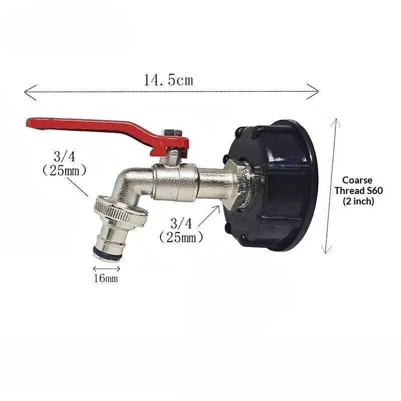 1 Set Heavy Duty Brass IBC Tank Faucet Leak Proof Universal Hose Adapter For Garden Irrigation With Free Seal Tape
