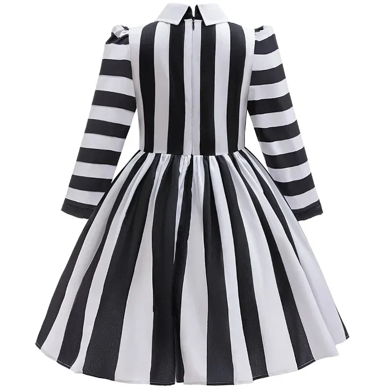4-12 años niña Halloween Yinjian Master falda de princesa a rayas blancas y negras disfraz de Cosplay para niña disfraz de Halloween