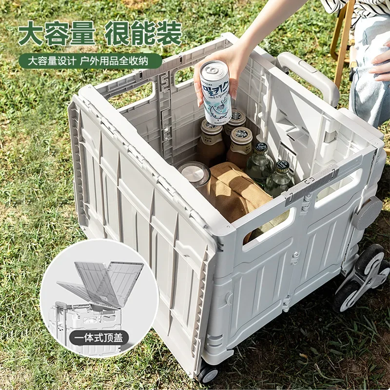 

Portable Foldable Pull Cart with Wheels for Home Grocery Shopping Outdoor Activities & Stall Transportation