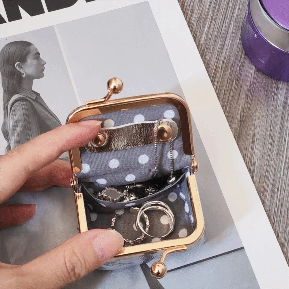 

Изысканная кожаная коробка для хранения ювелирных изделий, роскошные однотонные серьги, ожерелье, кошелек с застежкой, маленький размер, мини-кошелек для монет на каждый день