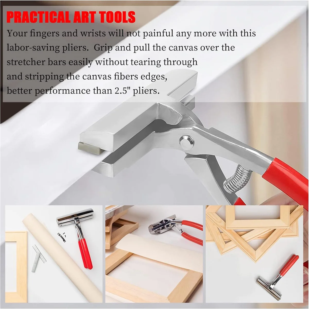 ABJS Duty Canvas Pliers and Staple Remover Set, Stainless Steel Anti- Canvas Stretching Pliers Stretcher with Spring