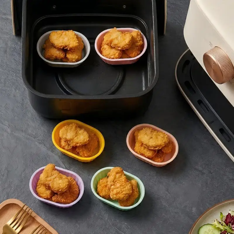 5Pcs Air Fryer Baking Ramekins Food Grade Silicone Cups Easy Release Nonstick Bakeware Set For Eggs Muffins Cupcake