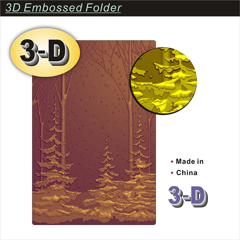 Snow Forest 3d Embossed Folder For Handmade Brick Wall Pebble Leaf And Letter Background Greeting Card Clipbook 2022 New