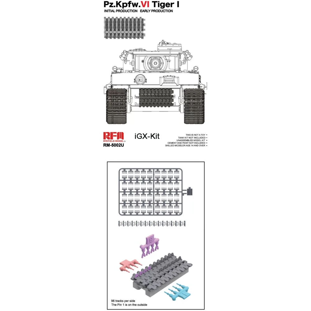 Rye Field 5002U 1:35 Scale Workable Track Links Pz Kpfw VI Tiger Vehicle Hobby Plastic Assembly Model Building Kit
