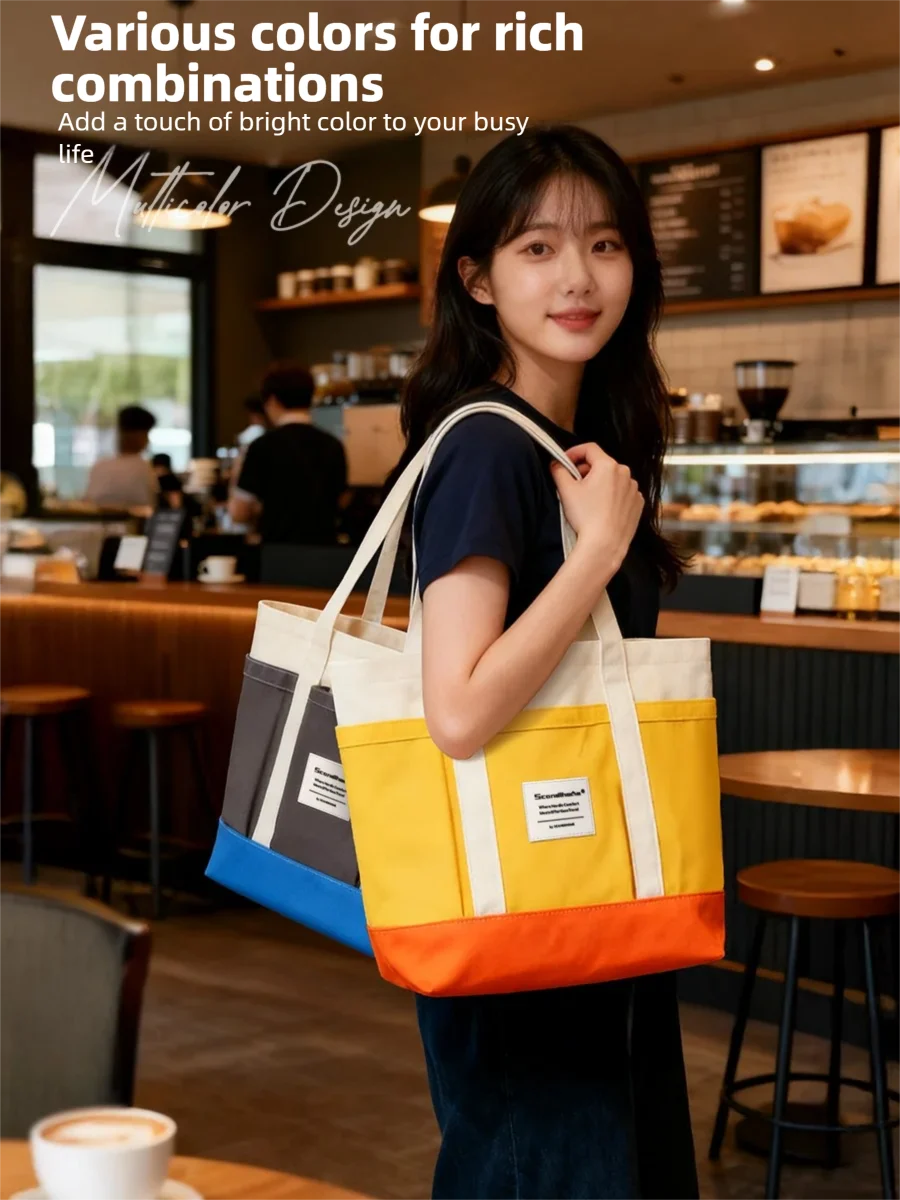 

Холщовая сумка через плечо, женская сумка большой вместимости, 15 л, для хранения ноутбука, работы, школы, покупок, повседневная, для ежедневных путешествий