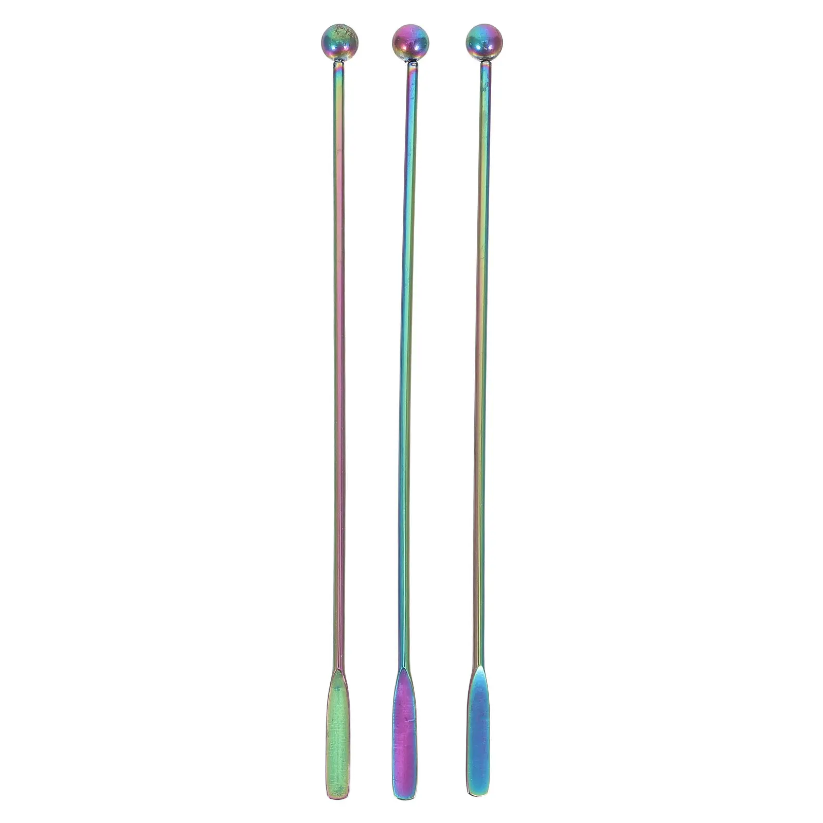 3pcs Stainless Steel Drink Stirrer, Metal Coffee Swizzle Sticks, Cocktail Mixing Paddle, Dessert Stirrers Rods for Bar, Party