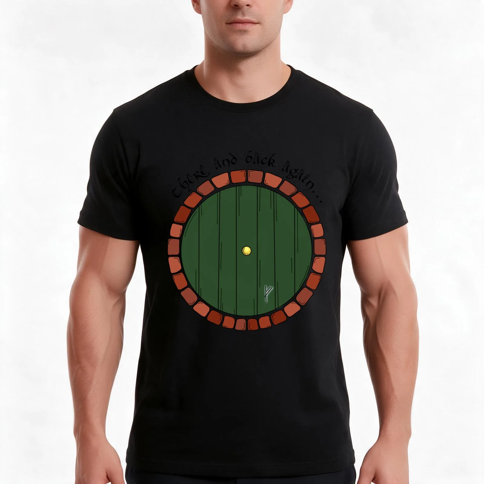 Bilbos Door With Quote 2 T-Shirt, Summer Casual Cotton Tee, Oversized Streetwear Tops, Vintage Graphic Print, Unisex Men Women