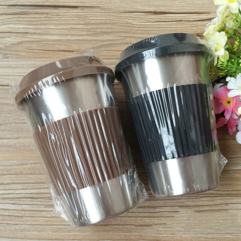 Industrial Style Stainless Steel Coffee Mug Cup With Lid Coffee Milk Cup  Office Coffee Tea Cups Travel Mug Gifts
