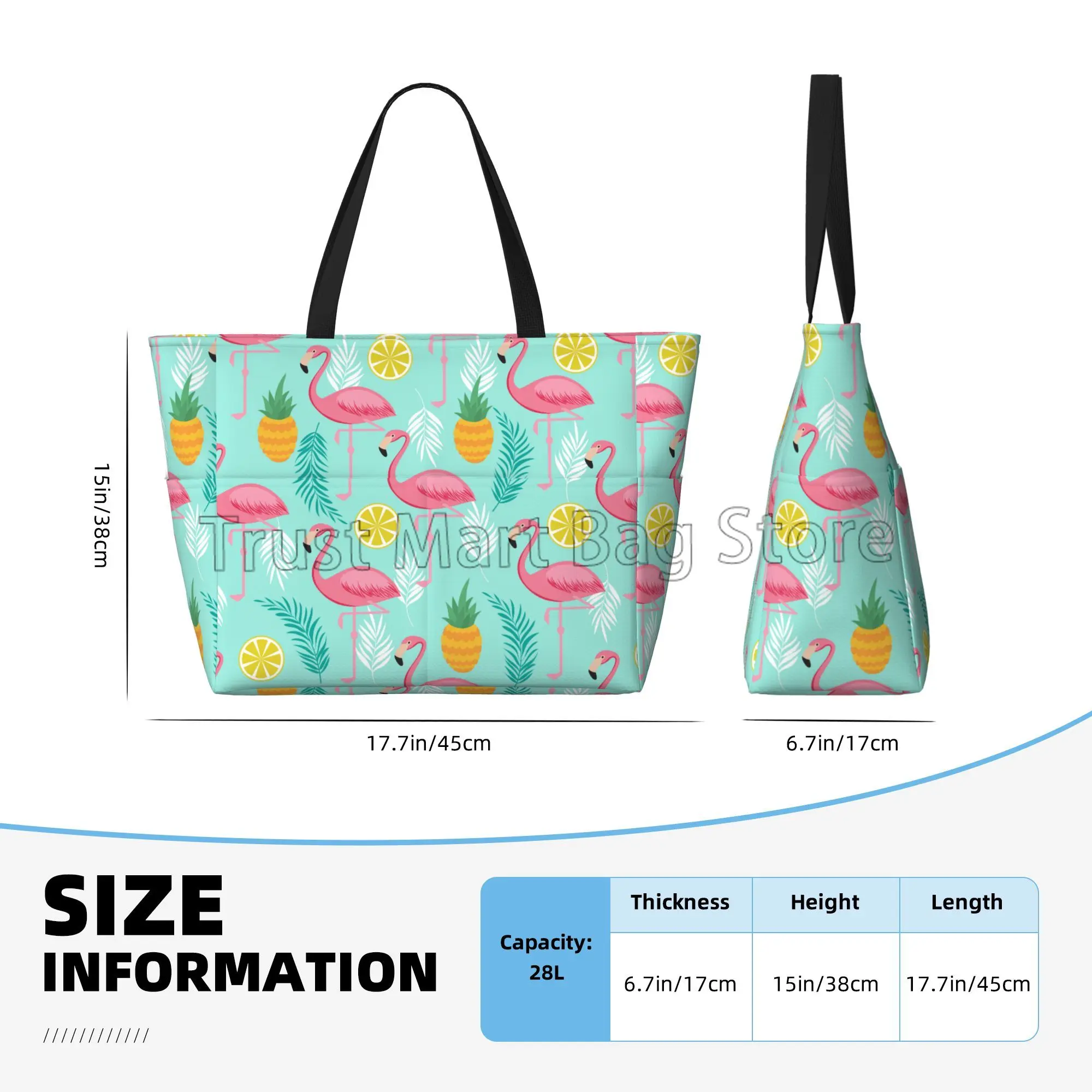 Rosa Flamingo-Druck große Strand-Einkaufstasche Frauen tragbare Reisetasche wasserdichte sand dichte Pool-Tasche für Schwimmhalle Lebensmittel urlaub